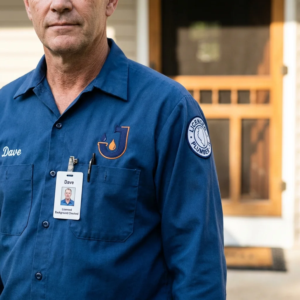Licensed plumber showing ID badge in Somerset, WI